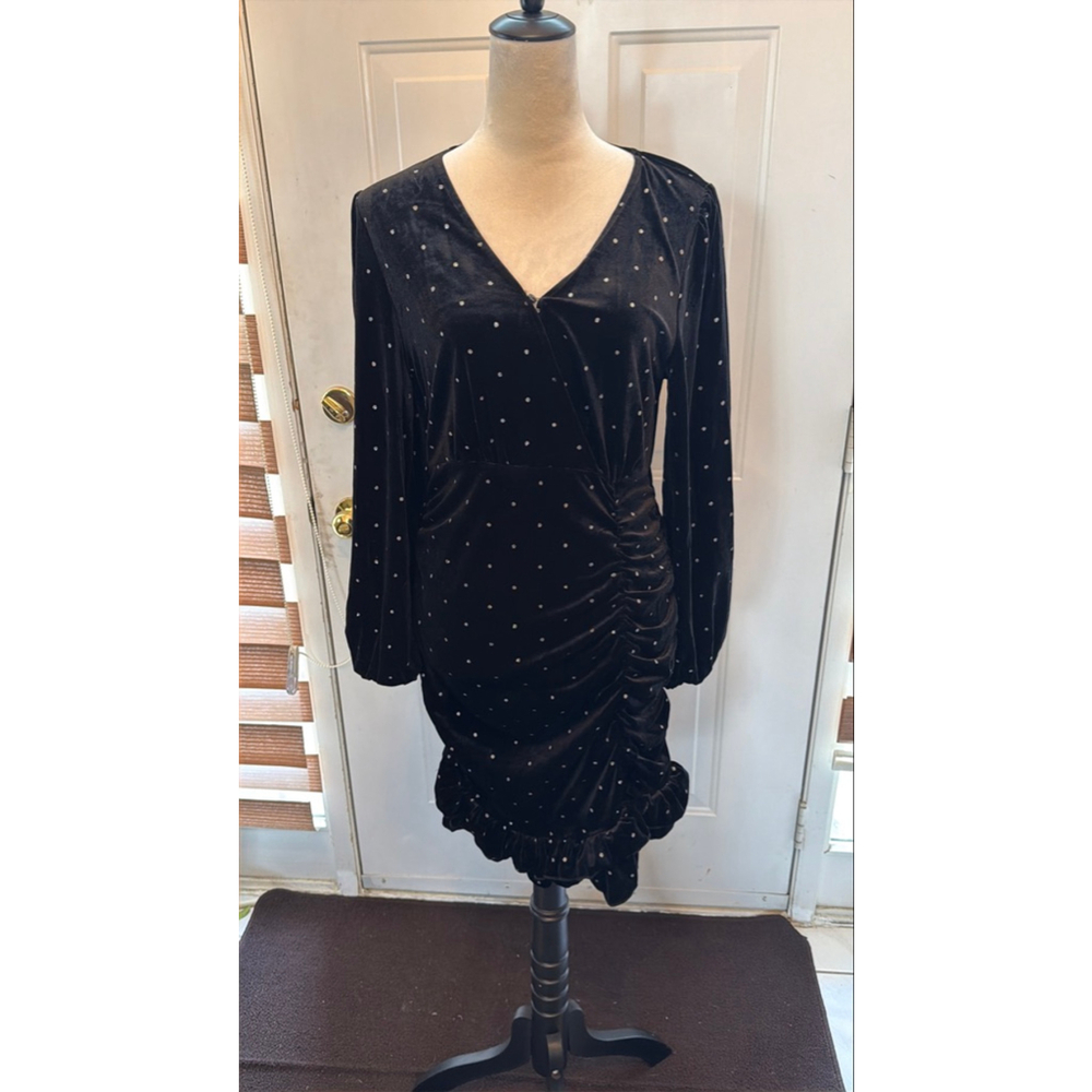 Women's Unbranded Black Silver Polka Dot Long Sleeve Dress M